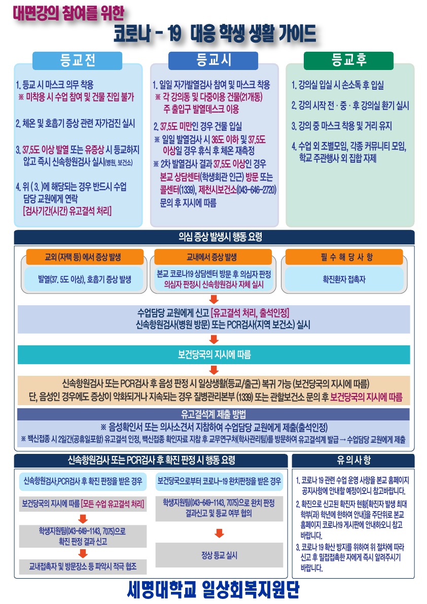 대면강의 실시에 따른 준수사항